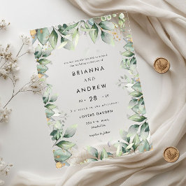 Invitación de Acrílico de Bodas con Eucalipto Mode