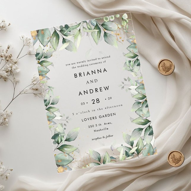 Invitación de Acrílico de Bodas con Eucalipto Mode (Modern Eucalyptus Wedding Acrylic Acrylic Invitations)
