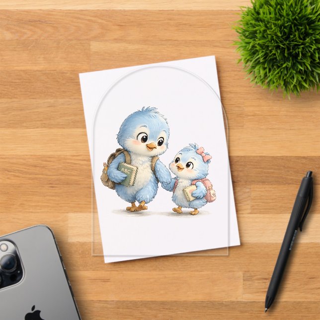Invitación de acrílico de hermanos de pájaro azul (Insitu (Tarjeta de Invitación))