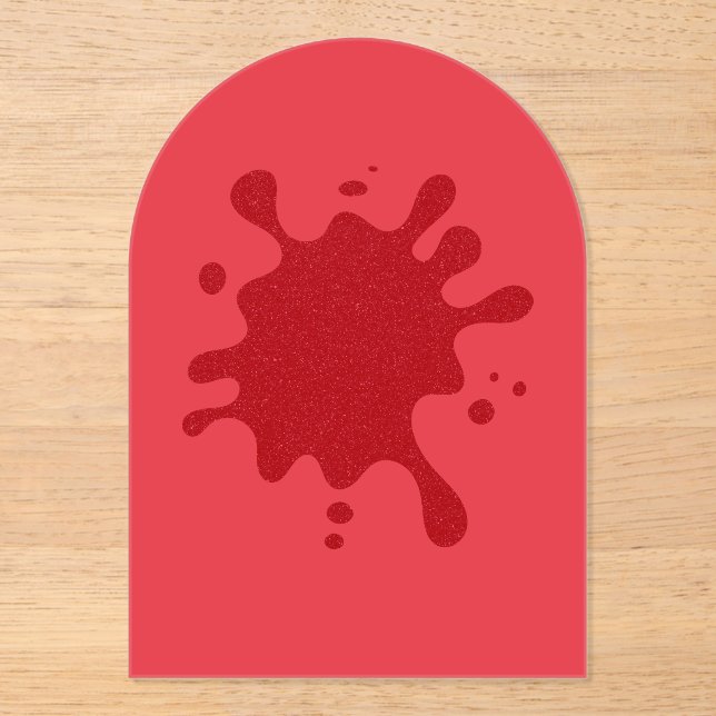 Invitación de acrílico de salpicadura roja de toma (Anverso)