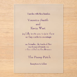 Invitación de acrílico esmerilado con plantilla