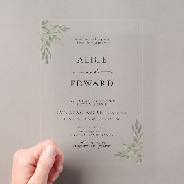 Invitación de Acrílico para Boda con Verde de Salv