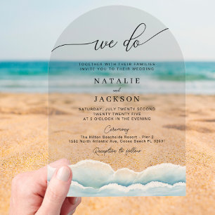 Invitación de Acrílico para Boda en la Playa con O