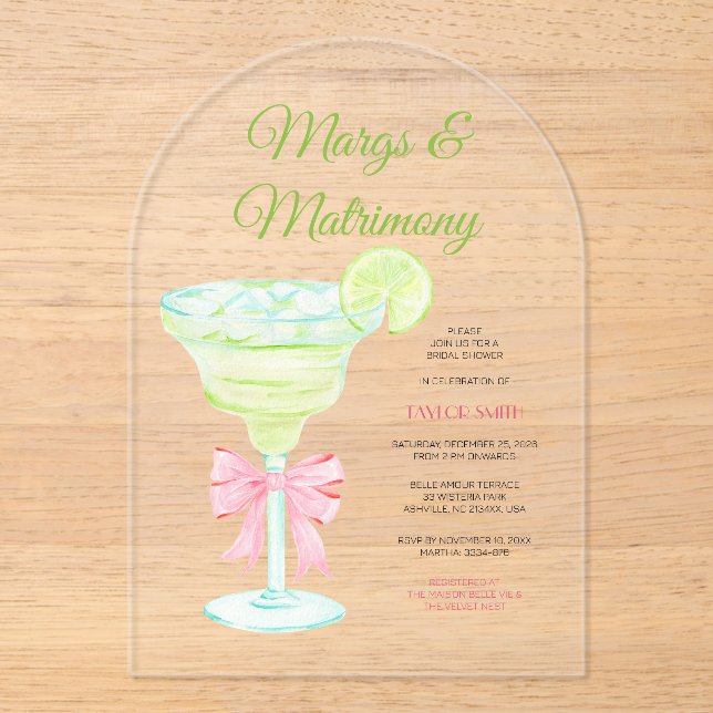Invitación de acrílico para despedida de soltera M (Anverso)