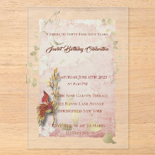 Invitación de acrílico para el 40 cumpleaños de su