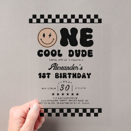 Invitación de acrílico para el primer cumpleaños d