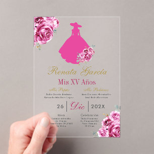 Invitación de acrílico para Escaramuza Quinceañera