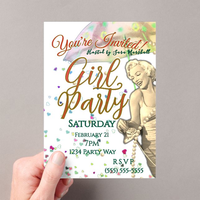 Invitación de Acrílico para Fiesta de Chicas (Insitu (portátil))