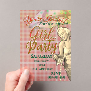 Invitación de Acrílico para Fiesta de Chicas