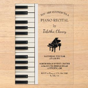 Invitación de acrílico para recital de piano
