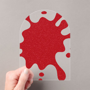 Invitación de acrílico transparente roja personali