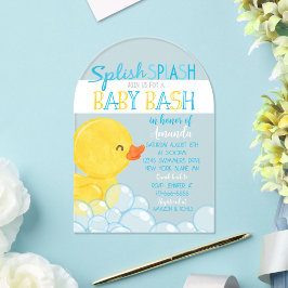 Invitación de acrílico única para baby shower de p
