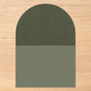 Invitación de acrílico verde musgo con arco y part
