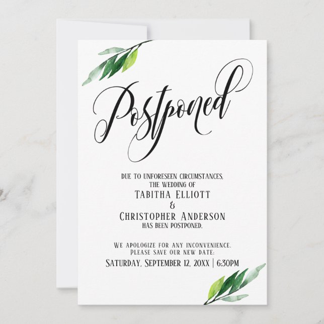 Invitación de actualización de Boda posponado de v (Anverso)