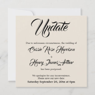 Invitación de actualización de Boda postergado de 