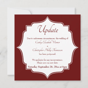 Invitación de actualización de Boda postergado en 
