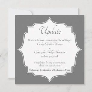 Invitación de actualización de Boda postponado gri