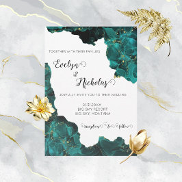 Invitación de acuarela Anastasia negra y verde