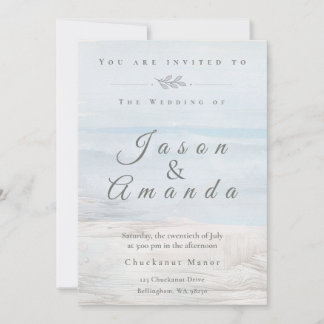 Invitación de acuarela azul suave y elegante de la