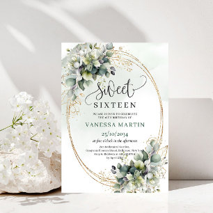 Invitación de acuarela Bohemian Sage Green Sweet 1