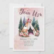 Invitación de Acuarela Boho para Camping