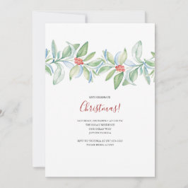 Invitación de Acuarela Botánica de Navidad