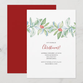 Invitación de Acuarela Botánica de Navidad