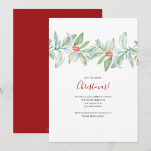Invitación de Acuarela Botánica de Navidad