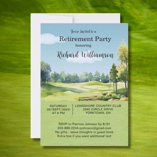 Invitación de Acuarela con Tema de Golf para Fiest (Subido por el creador)