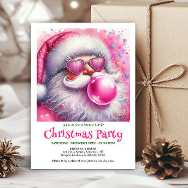 Invitación de acuarela de chicle rosa de Santa Cla