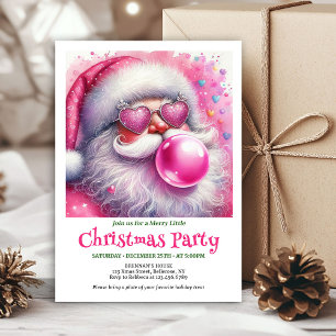 Invitación de acuarela de chicle rosa de Santa Cla