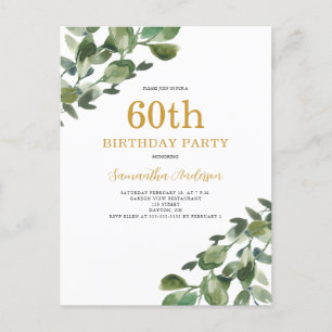 Invitación de acuarela de eucalipto para cumpleaño