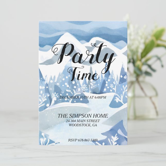 Invitación de Acuarela de Invierno Mágico (Anverso de pie)