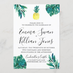 Invitación de Acuarela de Luau de Piña Tropical