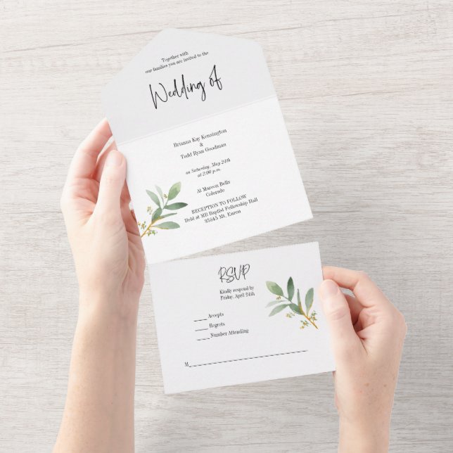 Invitación de Acuarela de Vegetación Todo en Uno (desgarro)