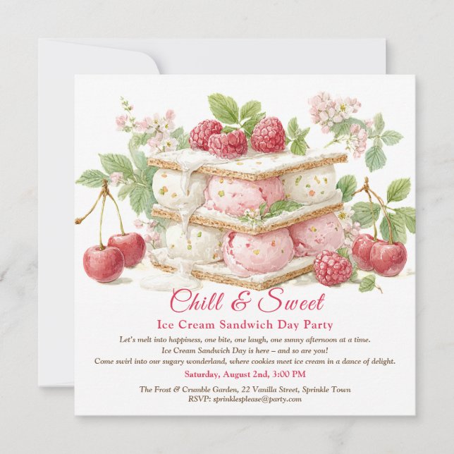 Invitación de Acuarela del Día del Sándwich de Hel (Anverso)