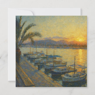 Invitación de Acuarela del Puerto al Atardecer