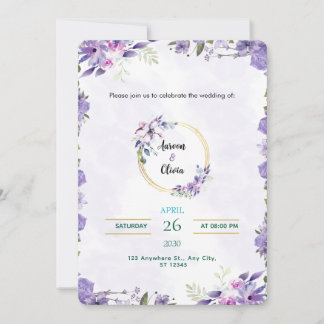 Invitación de Acuarela Dorado y Púrpura