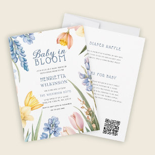 Invitación de acuarela floral Baby in Bloom