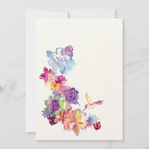 Invitación de Acuarela Floral con un Colibrí