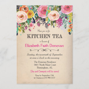 Invitación de Acuarela Floral para Té de Cocina