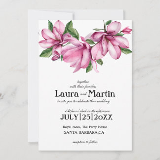 Invitación de acuarela moderna con flor de magnoli