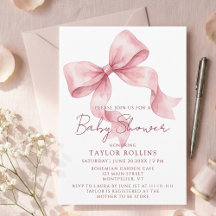 Invitación de Acuarela para Baby Shower con Lazo R