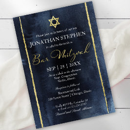 Invitación de acuarela para Bar Mitzvah | Azul abs
