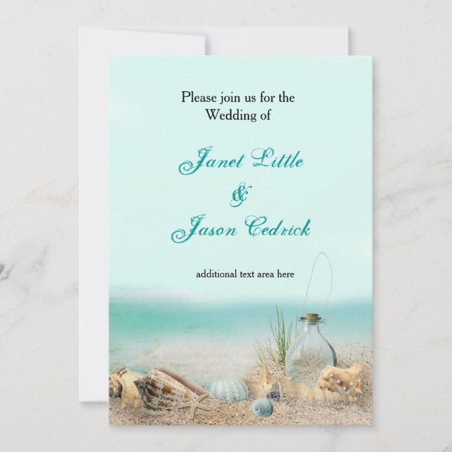 Invitación de Acuarela para Boda con Conchas de Pl (Anverso)