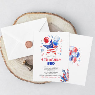 Invitación de acuarela para celebrar el 4 de julio