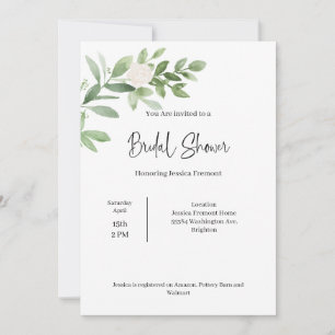 Invitación de Acuarela para Desayuno de Novia