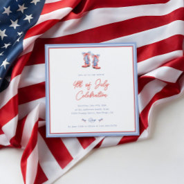 Invitación de Acuarela Preppy para el 4 de Julio c
