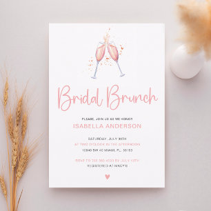 Invitación de Acuarela Rosa para Brunch Nupcial