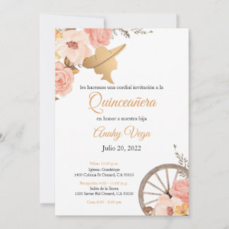 Invitación de acuarela rosa suave Charra, Rosa 